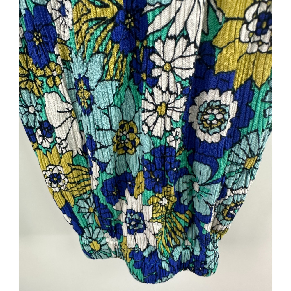 Boden Crinkle Tapered Trousers Blue Floral Pull On Pants Tassel Women's Size 6 - Picture 7 of 16